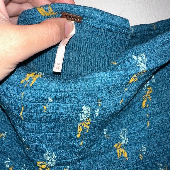 Free People Lana Printed Tunic Top Square Neck in Blue NWOT - Picture 7 of 8